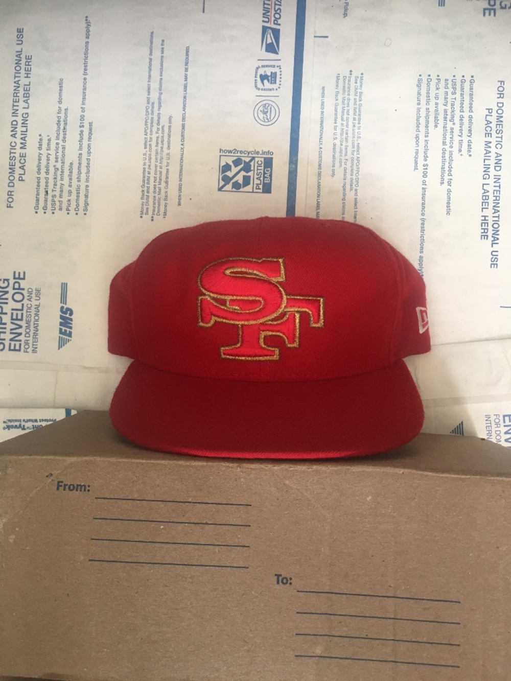 Men’s Rare New Era San Francisco 49ers Red Vintage Fitted Hat Size 7